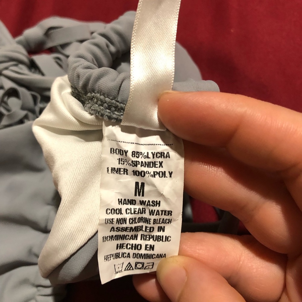 🔴NWOT Palao swim top Gray size medium. Straps with fringe on the ends to tie. - Picture 7 of 8